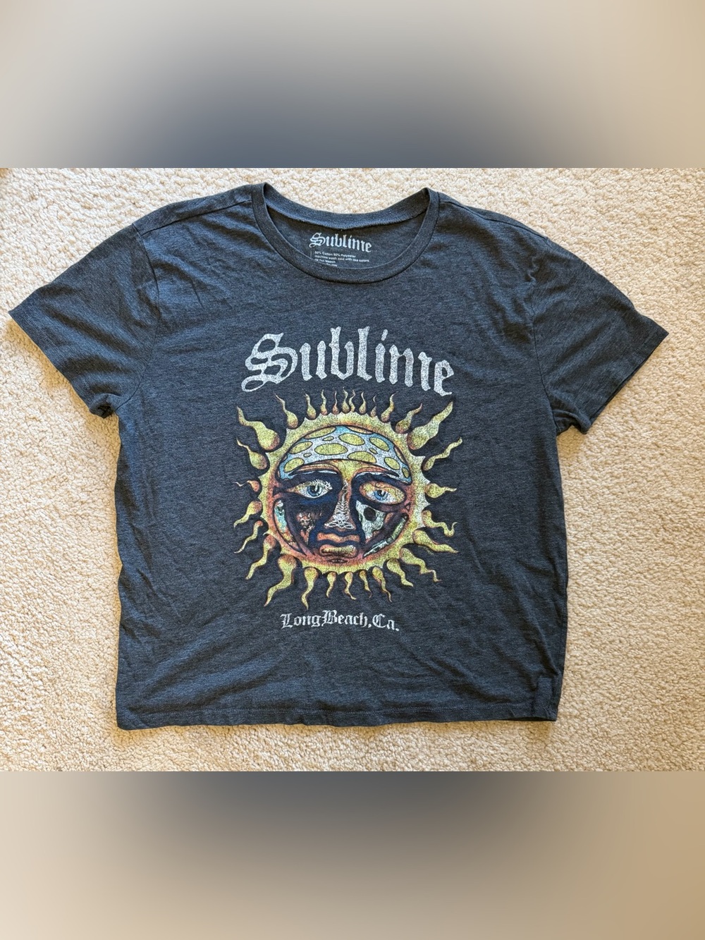 Sublime Band Graphic Tee Shirt Size Large Heather Charcoal Long Beach CA